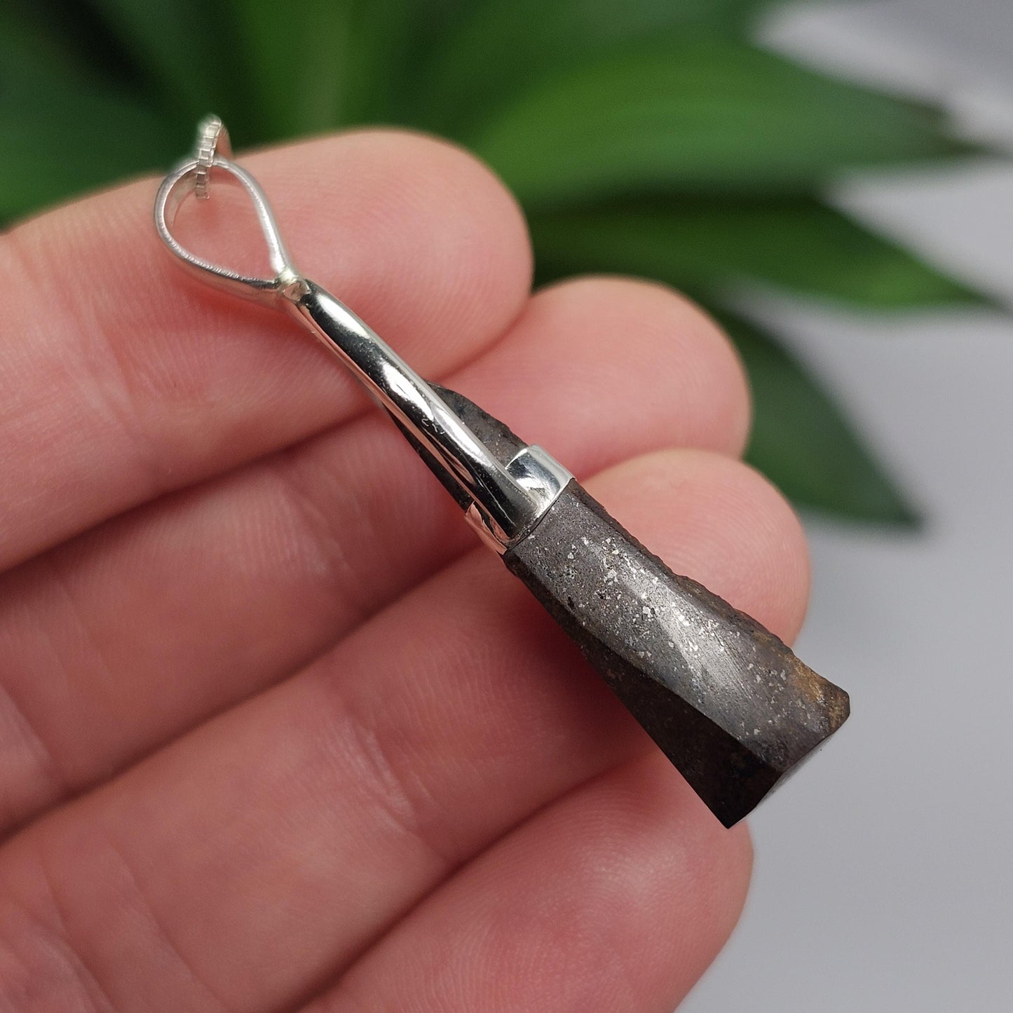 Meteorite Pendant from Kenya, Sterling Silver Natural Meteorite Necklace