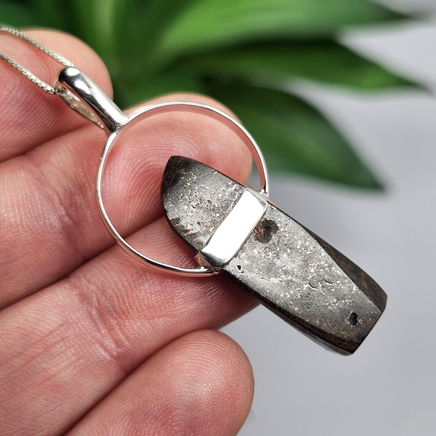 Meteorite Pendant from Kenya, Sterling Silver Natural Meteorite Necklace