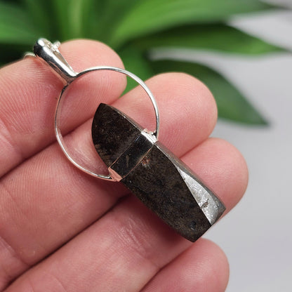Meteorite Pendant from Kenya, Sterling Silver Natural Meteorite Necklace