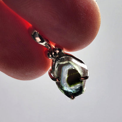 Blue Tourmaline Slice Pendant, Sterling Silver Tourmaline Crystal Necklace