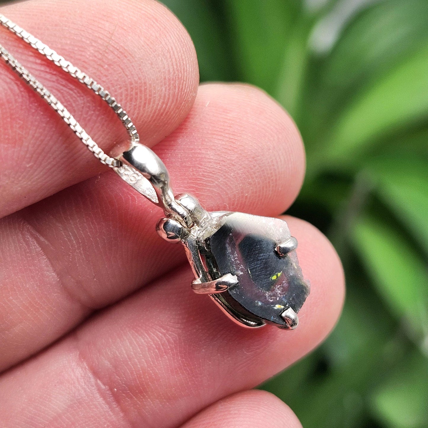 Blue Tourmaline Slice Pendant, Sterling Silver Tourmaline Crystal Necklace