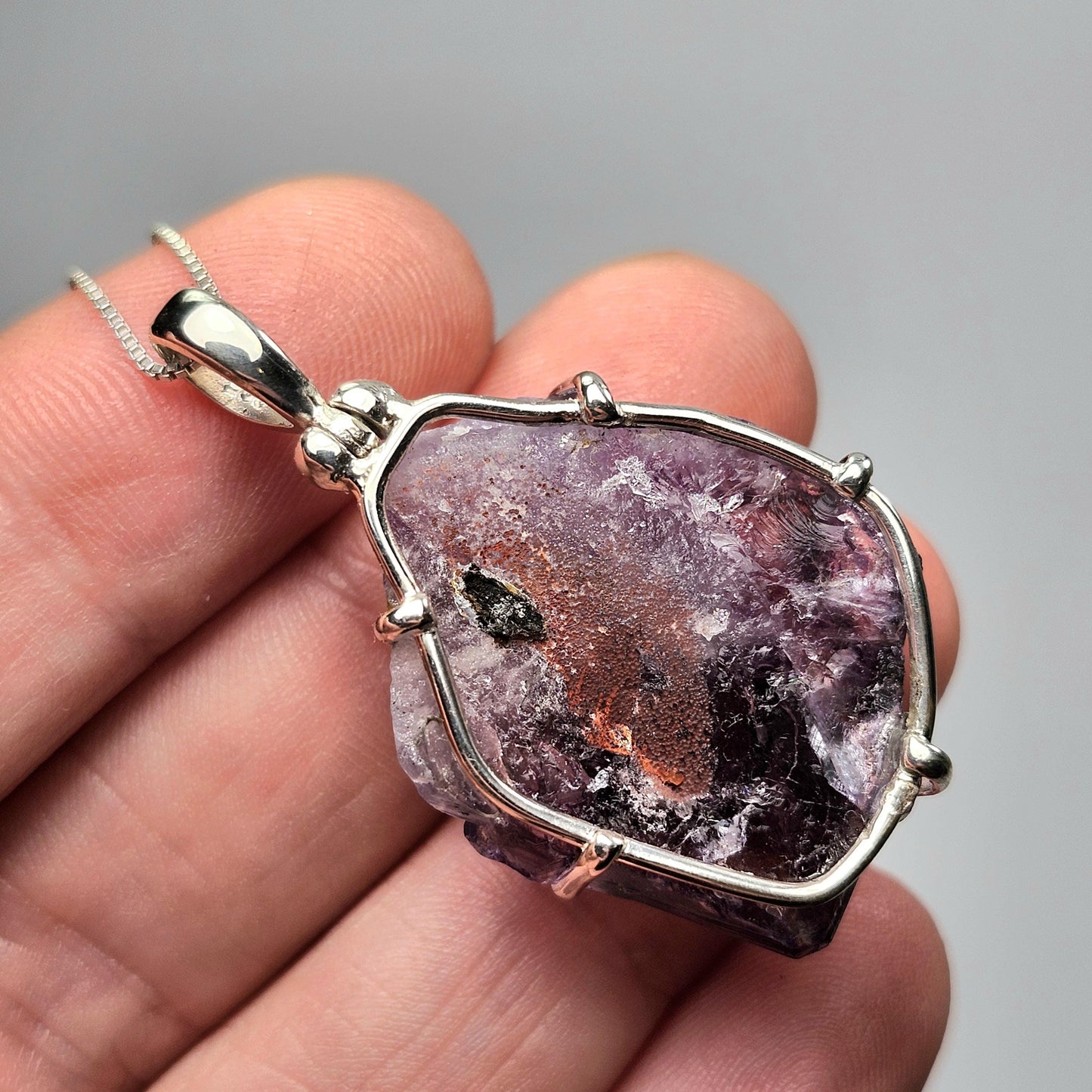 Thunder Bay Amethyst Crystal Pendant, Sterling Silver Amethyst Necklace