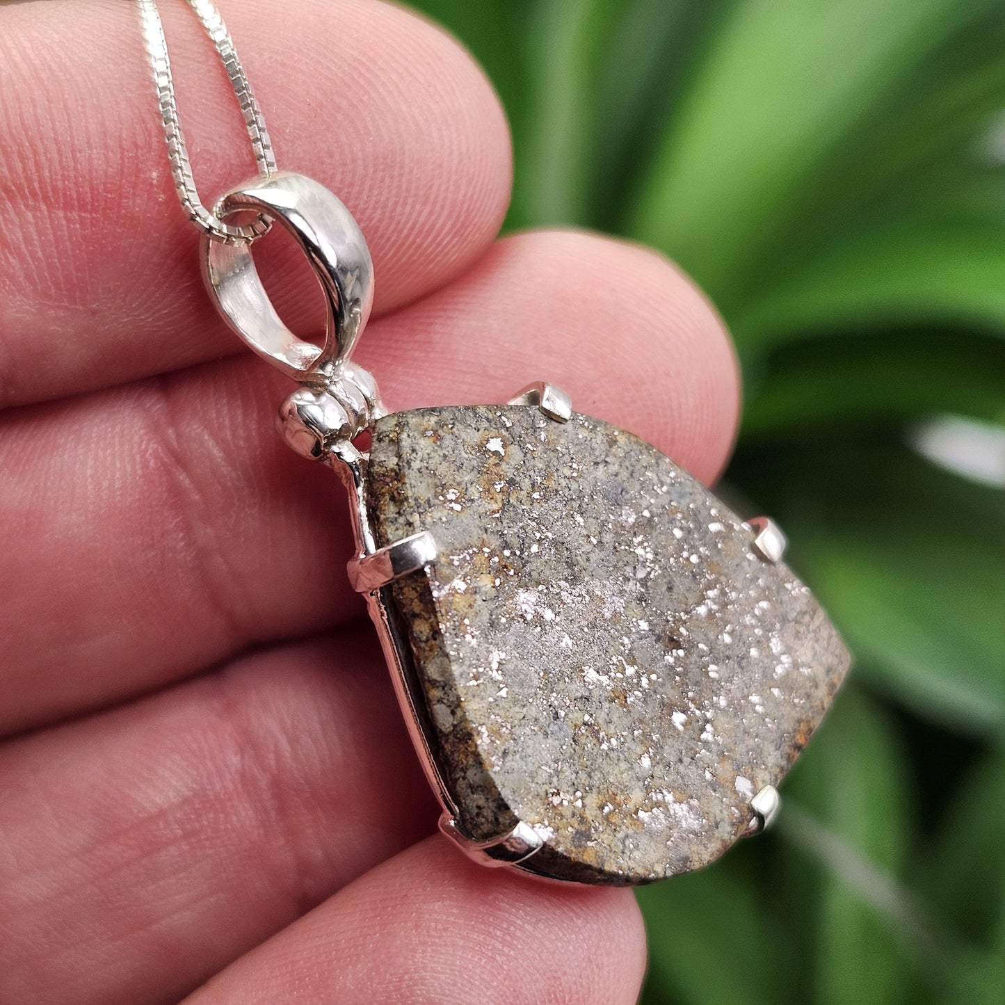 Meteorite Pendant, Sterling Silver Natural Chondrite Meteorite Necklace