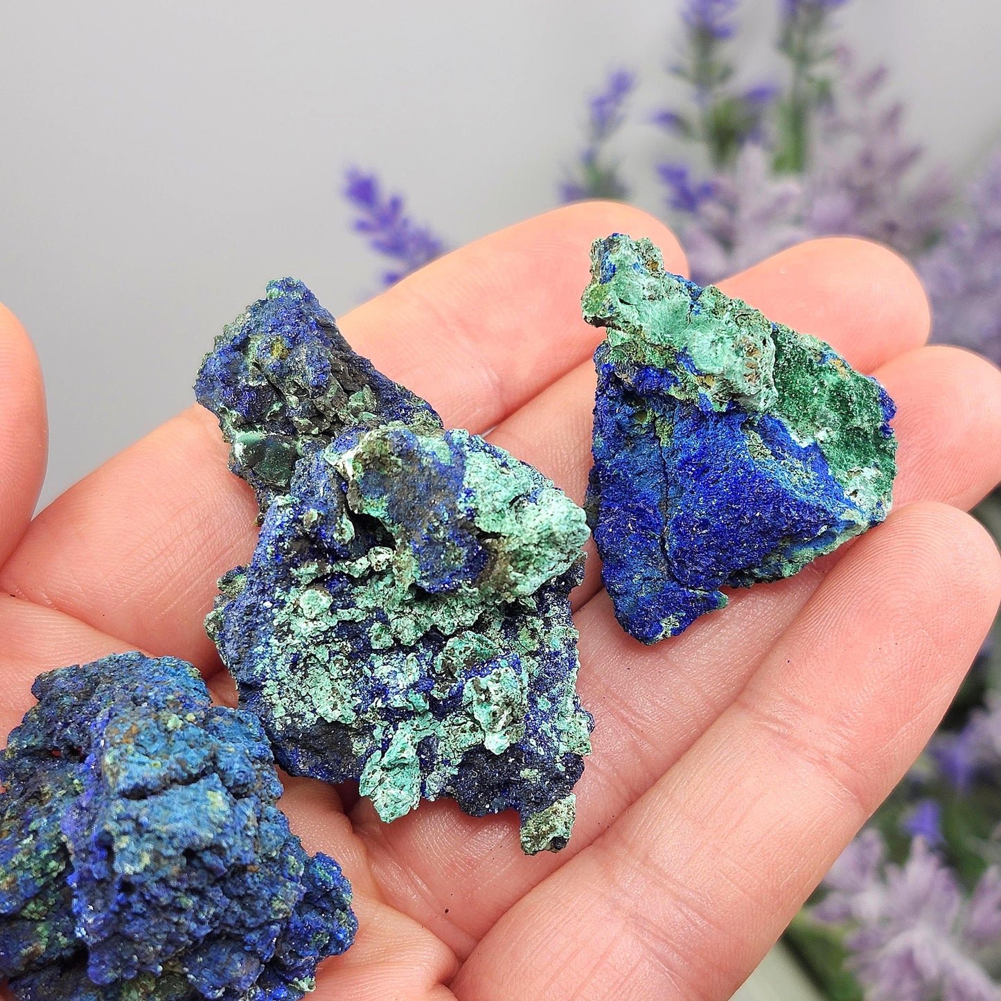 Azurite & Malachite Crystal Cluster, Vibrant Raw Specimen from Anhui, China