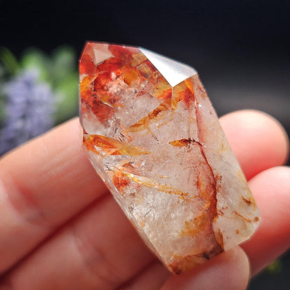 Fire Quartz Tower Point, Polished Hematoid Quartz Crystal