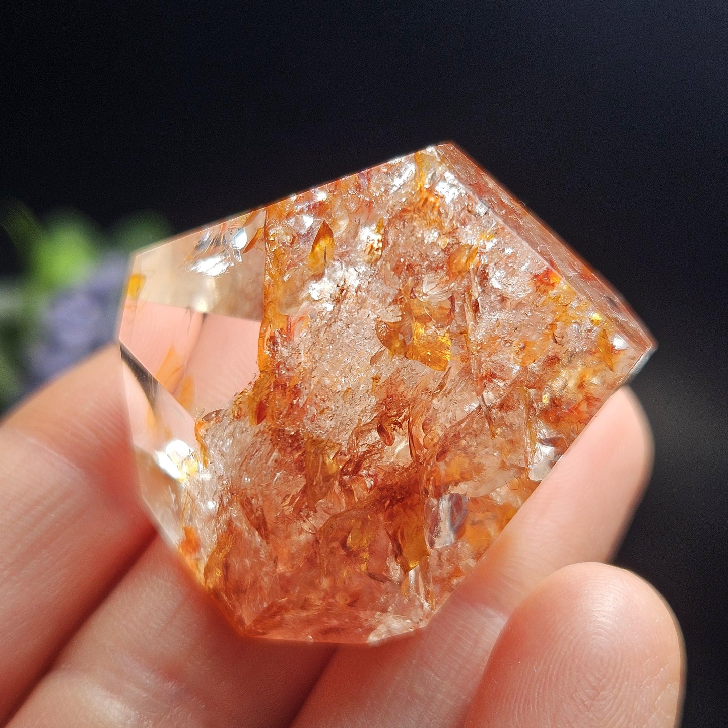 Fire Quartz Tower Point, Polished Hematoid Quartz Crystal