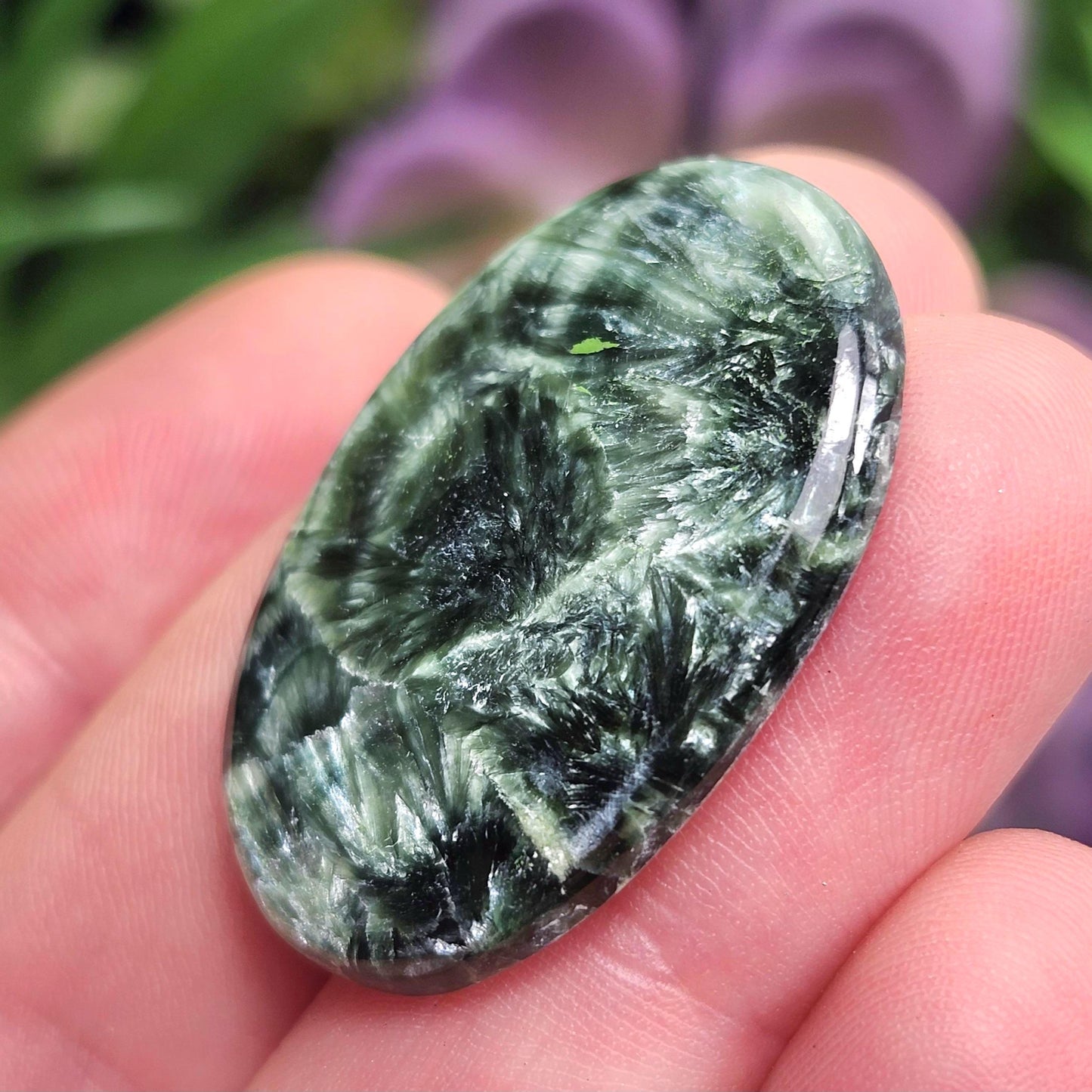 Seraphinite Crystal Cabochon, Jewelry Making Supply