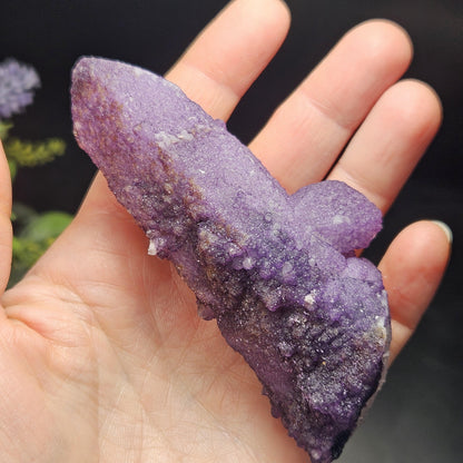 Purple Fluorite on Candle Quartz from Inner Mongolia, 130g