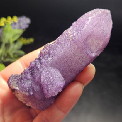 Purple Fluorite on Candle Quartz from Inner Mongolia, 130g