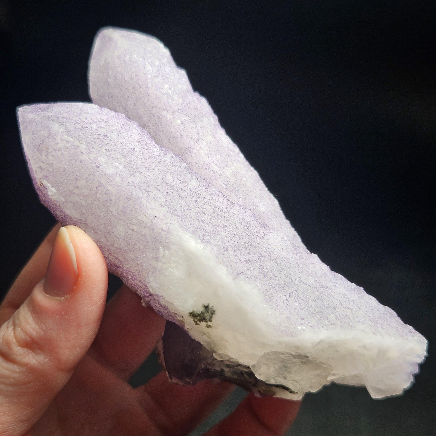 Twinned Purple Fluorite on Candle Quartz from Inner Mongolia, 231g