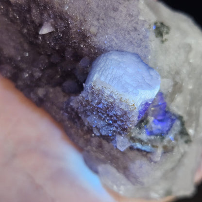 Twinned Purple Fluorite on Candle Quartz from Inner Mongolia, 231g