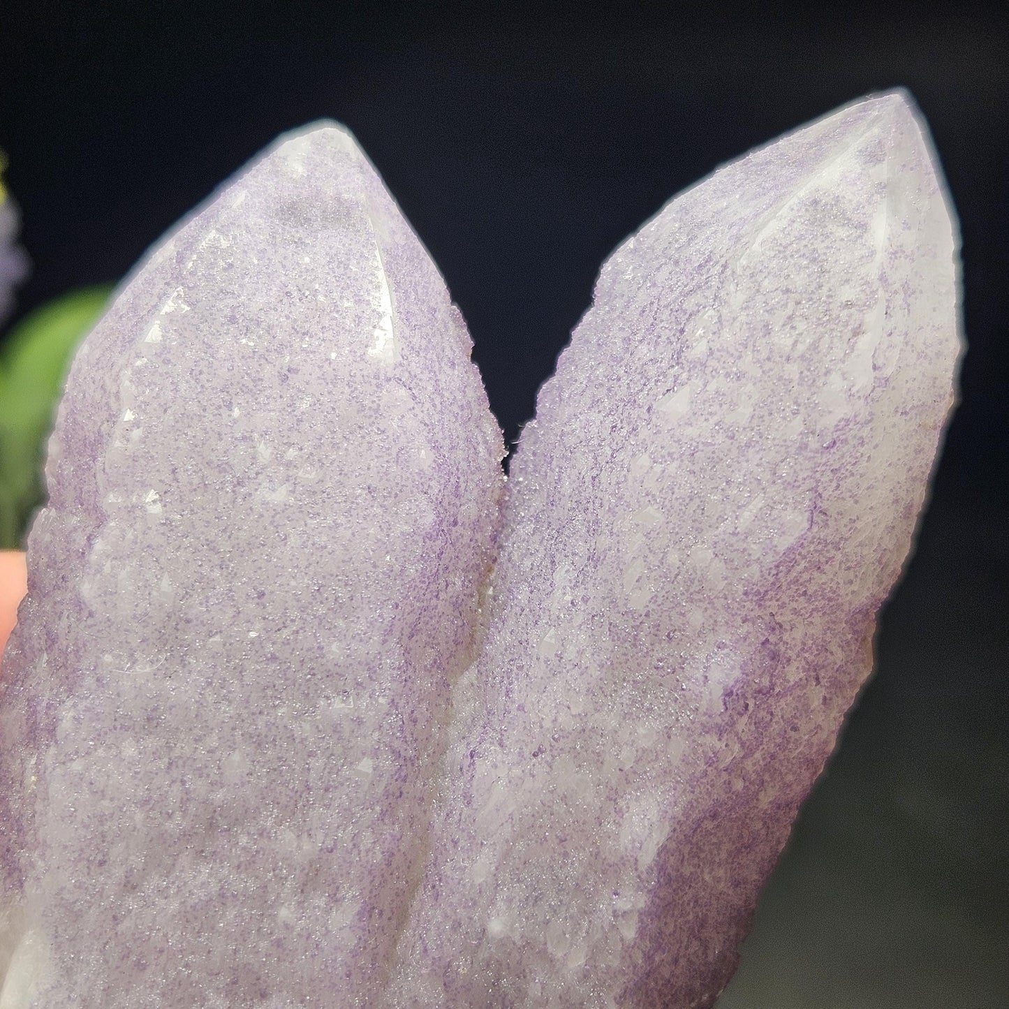 Twinned Purple Fluorite on Candle Quartz from Inner Mongolia, 231g