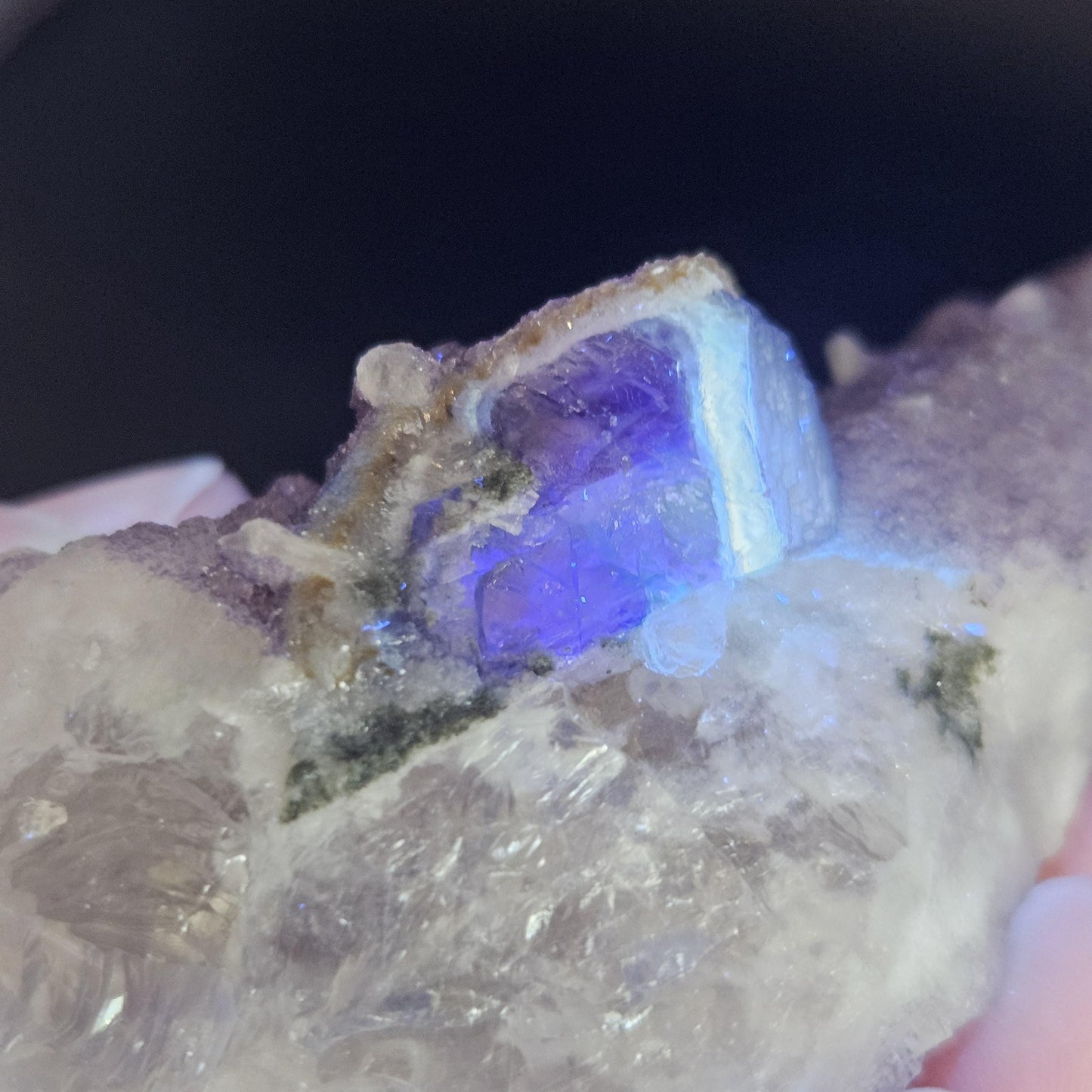 Twinned Purple Fluorite on Candle Quartz from Inner Mongolia, 231g