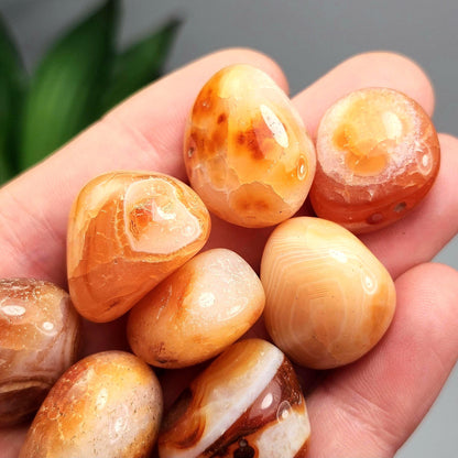 Carnelian Crystal from Madagascar, Tumbled Orange Chalcedony Stone