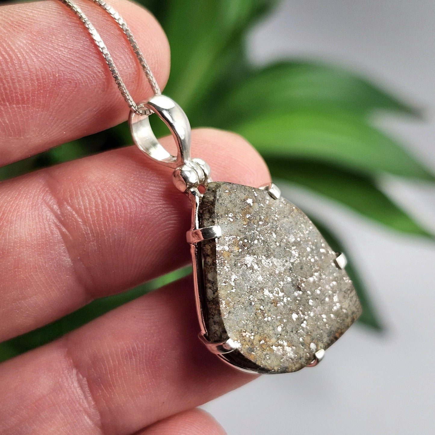 Meteorite Pendant, Sterling Silver Natural Chondrite Meteorite Necklace