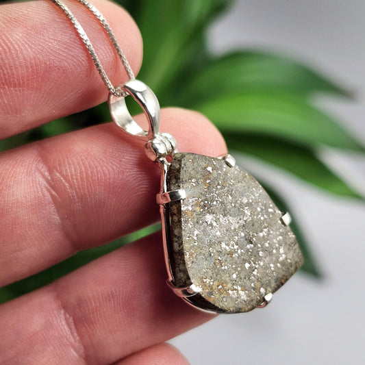 Meteorite Pendant, Sterling Silver Natural Chondrite Meteorite Necklace