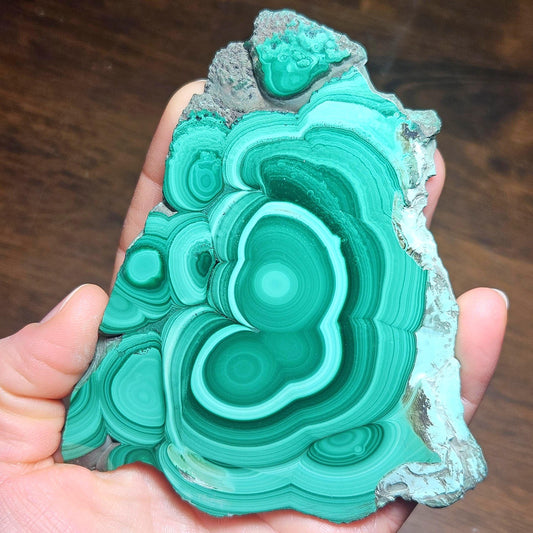 Malachite Crystal Slice 114g, Natural Polished Green Malachite from Congo