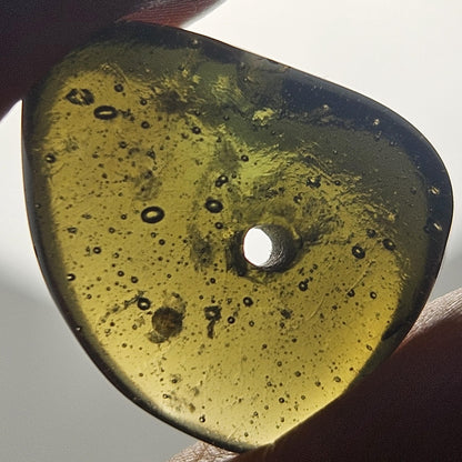 Moldavite Bead 1.9g, Polished with Visible Bubbles and Lechatelierites