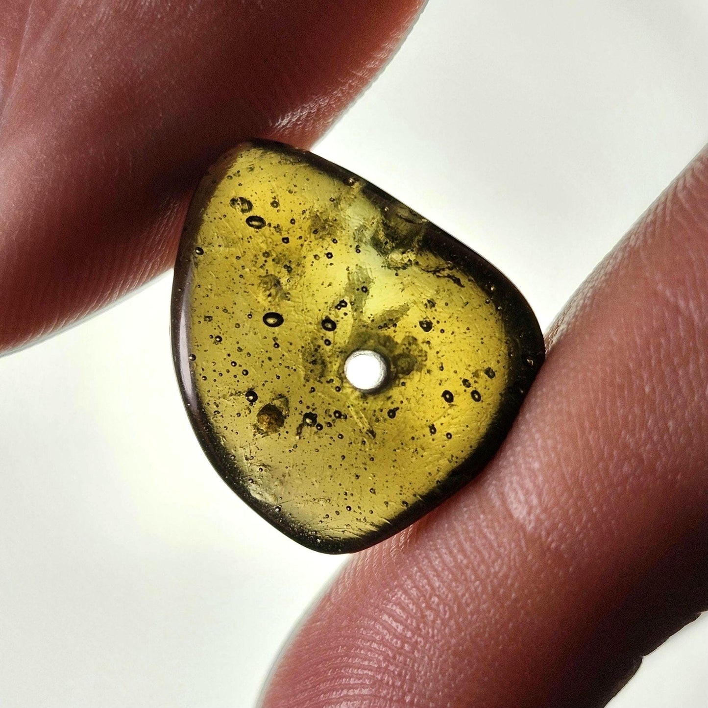 Moldavite Bead 1.9g, Polished with Visible Bubbles and Lechatelierites