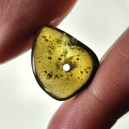 Moldavite Bead 1.9g, Polished with Visible Bubbles and Lechatelierites