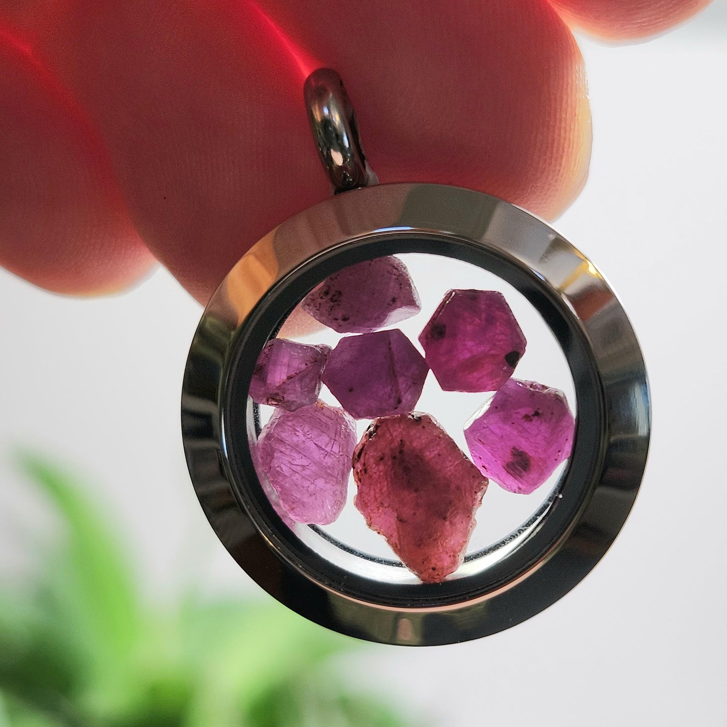 Record Keeper Ruby Crystal Pendant, Ruby Locket Necklace