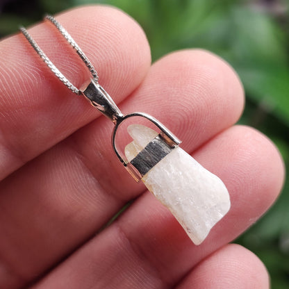Polished Phenacite Pendant, Nigerian Phenakite Crystal Sterling Silver Necklace