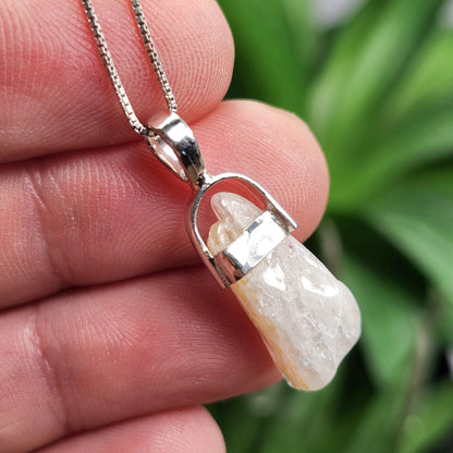 Polished Phenacite Pendant, Nigerian Phenakite Crystal Sterling Silver Necklace