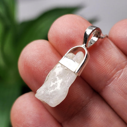 Polished Phenacite Pendant, Nigerian Phenakite Crystal Sterling Silver Necklace