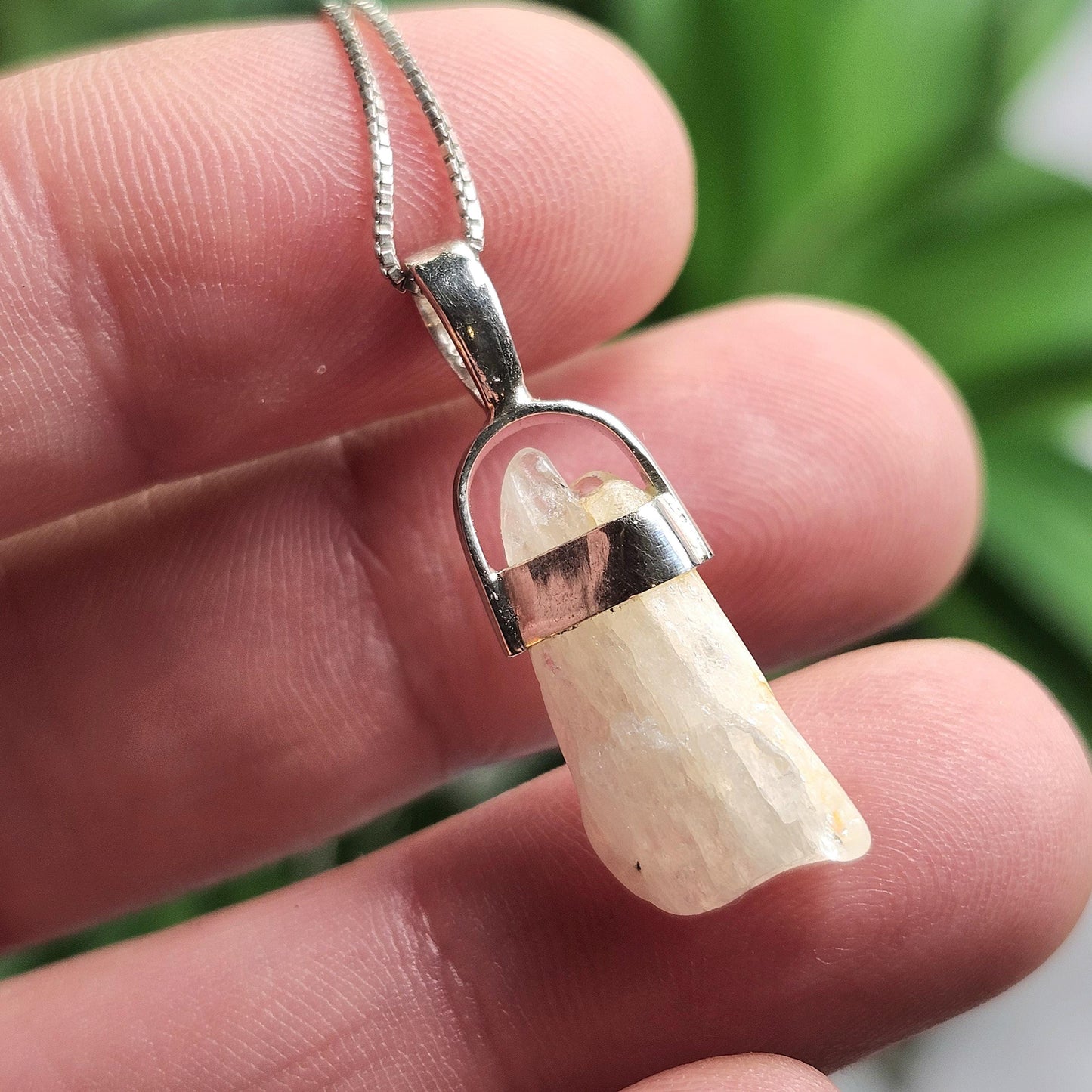 Polished Phenacite Pendant, Nigerian Phenakite Crystal Sterling Silver Necklace