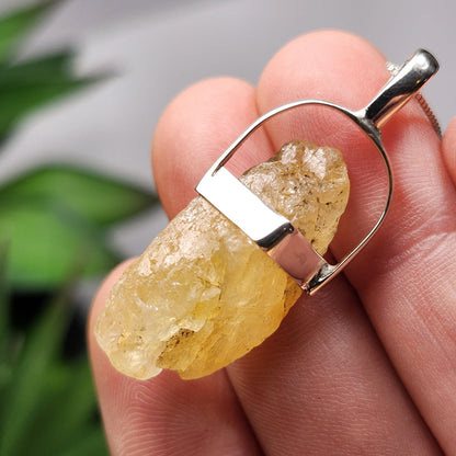 Golden Phenacite Pendant, Nigerian Phenakite Crystal Sterling Silver Necklace