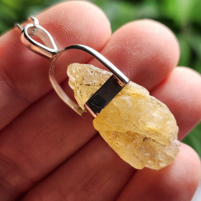 Golden Phenacite Pendant, Nigerian Phenakite Crystal Sterling Silver Necklace