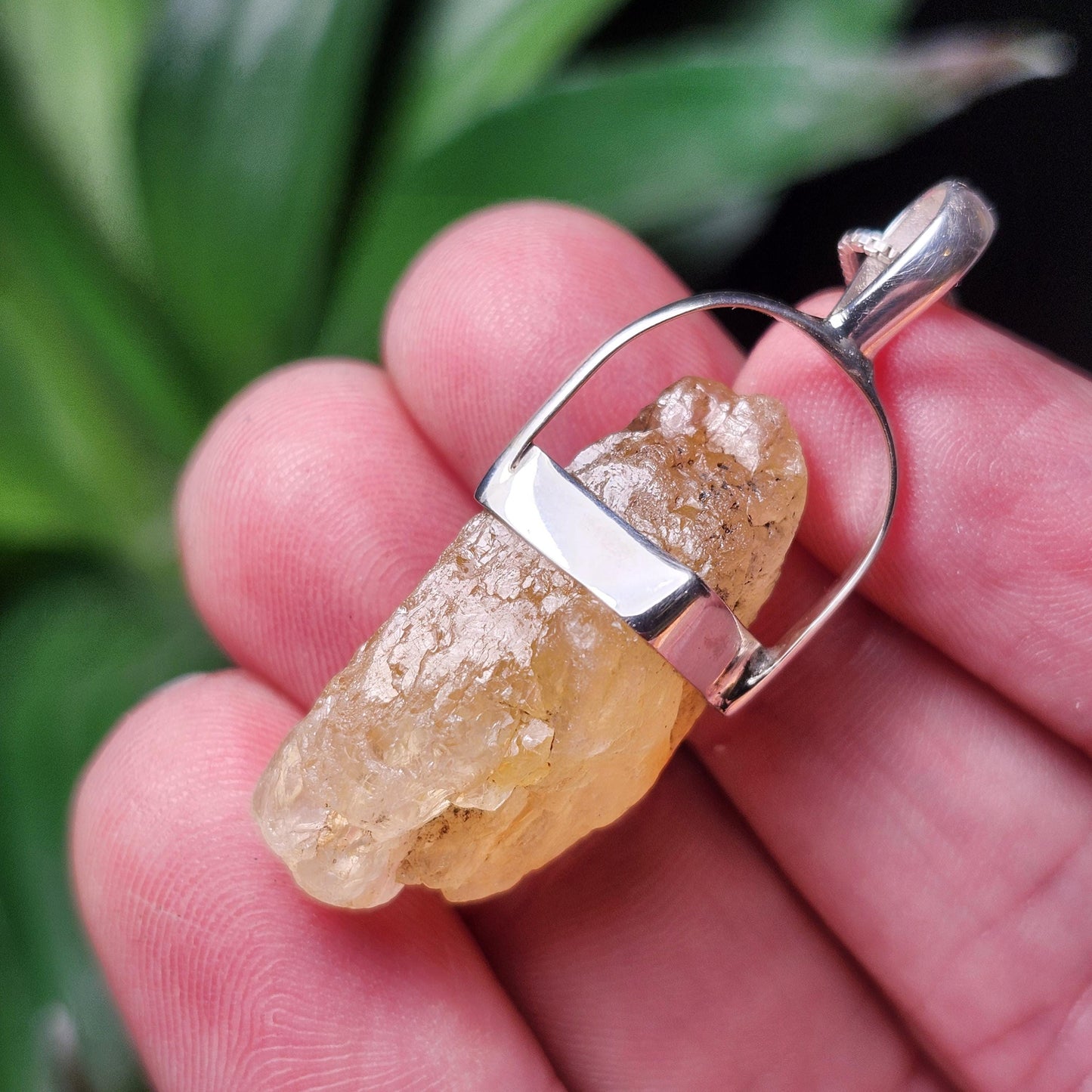 Golden Phenacite Pendant, Nigerian Phenakite Crystal Sterling Silver Necklace
