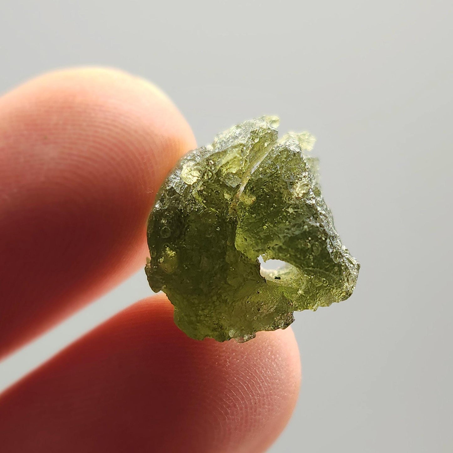 Moldavite Specimen 2.16g with Natural HOLE, Authentic Moldavite Crystal Tektite
