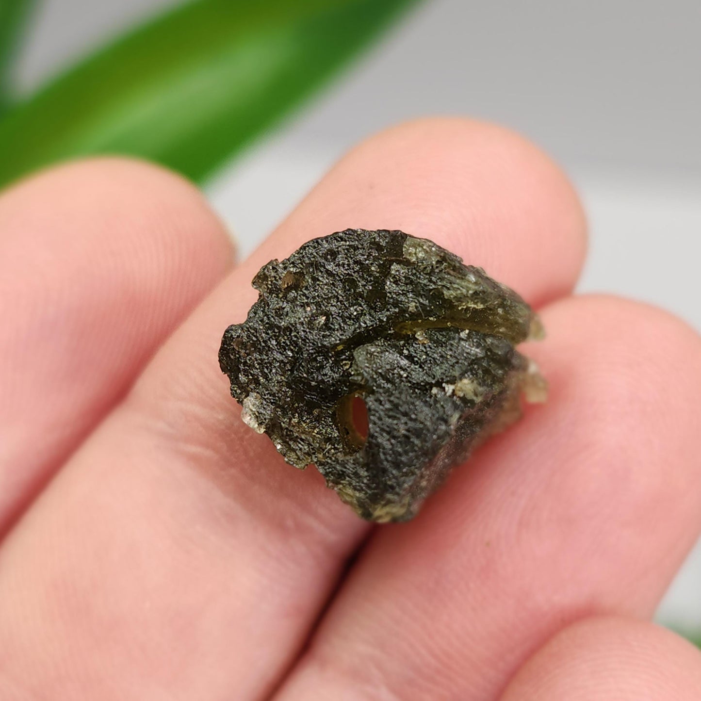 Moldavite Specimen 2.16g with Natural HOLE, Authentic Moldavite Crystal Tektite