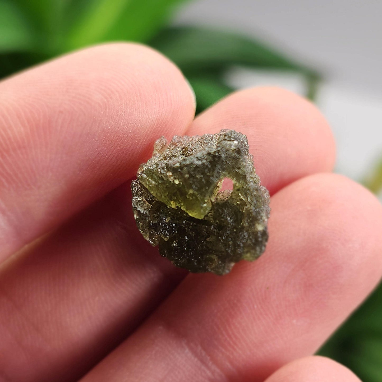 Moldavite Specimen 2.16g with Natural HOLE, Authentic Moldavite Crystal Tektite