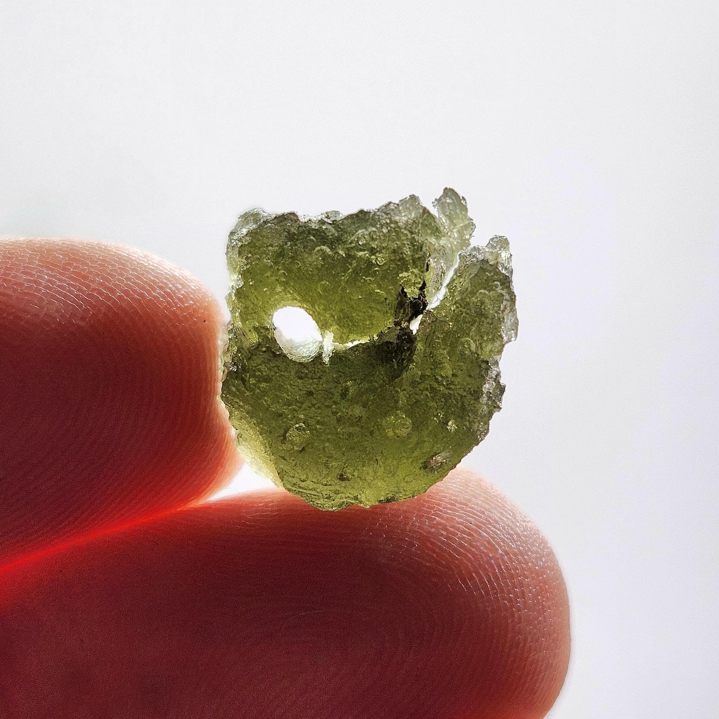 Moldavite Specimen 2.16g with Natural HOLE, Authentic Moldavite Crystal Tektite