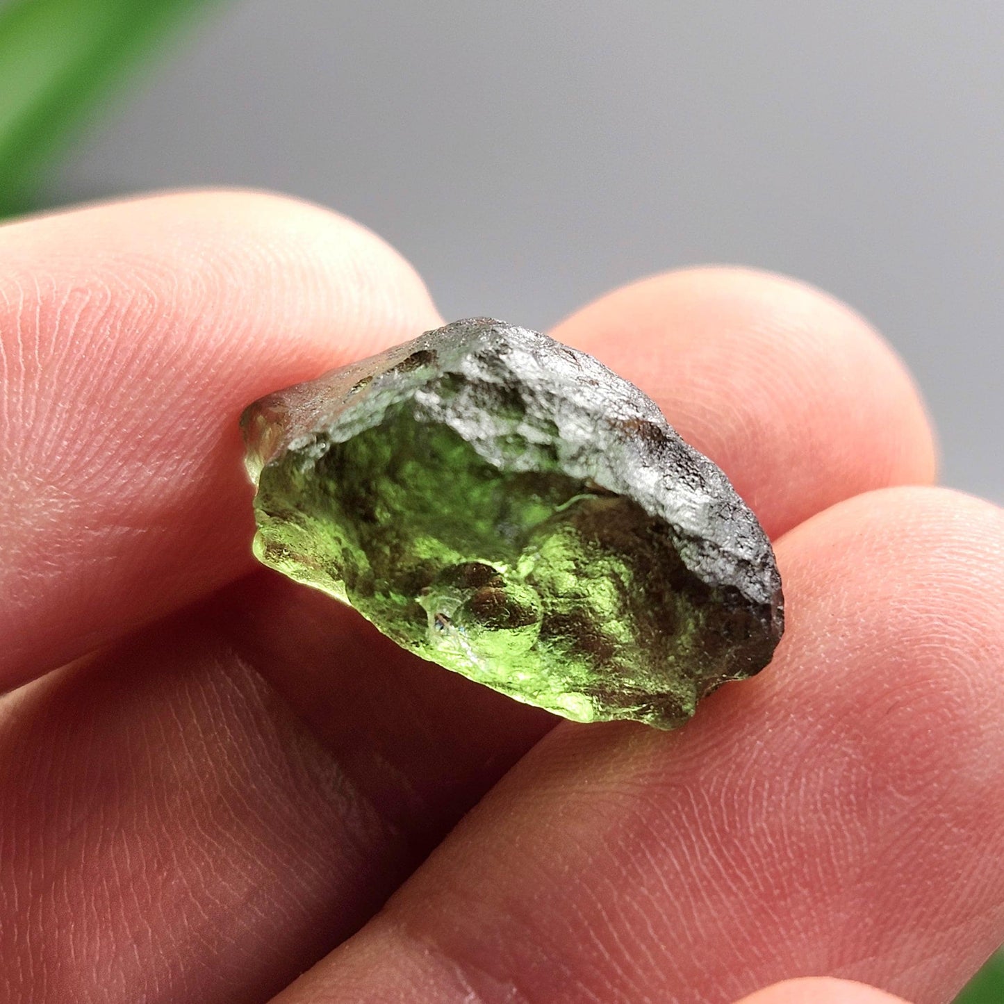 Poison Green Moldavite Crystal 2.02g: Authentic Raw Moldavite Specimen