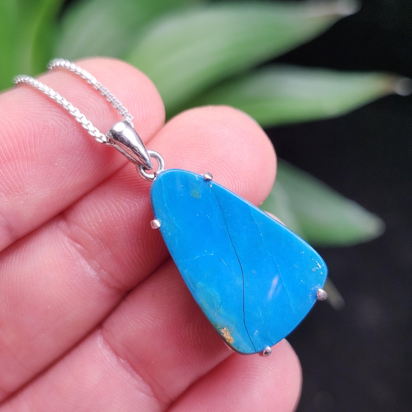 Peruvian Blue Opal Pendant, Sterling Silver Natural Blue Opal Jewelry