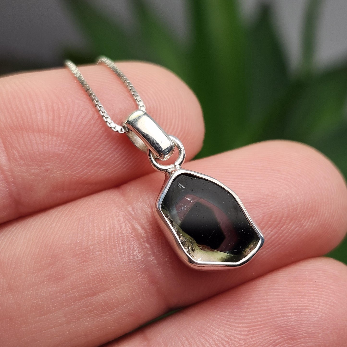 Blue Watermelon Tourmaline Slice Pendant, Sterling Silver Tourmaline Crystal Necklace