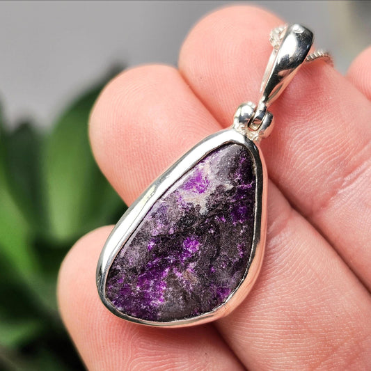 Gel Sugilite Pendant, Sterling Silver Sugilite Necklace
