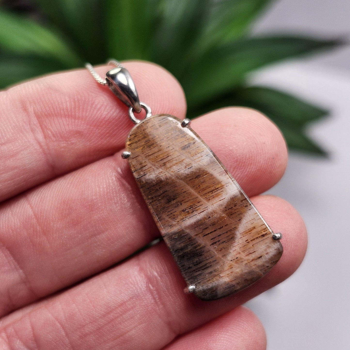 Rainbow Lattice Sunstone Pendant, Sterling Silver Sunstone Necklace