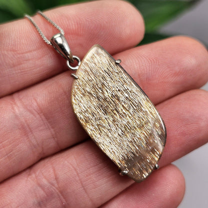 Lattice Sunstone Pendant, Sterling Silver Polished Sunstone Necklace