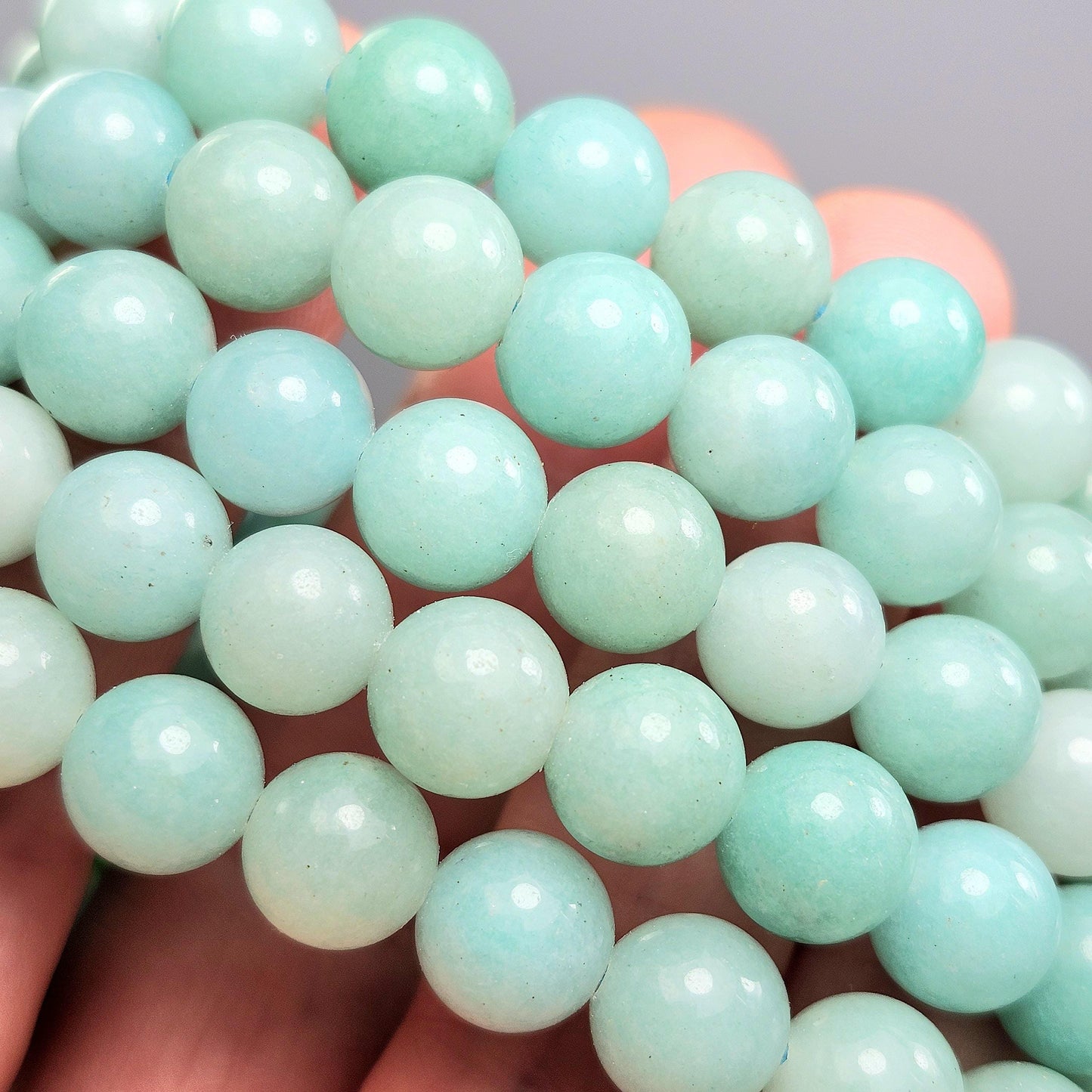 Amazonite Crystal Bracelet, Beaded Gemstone Jewelry (8mm Beads)
