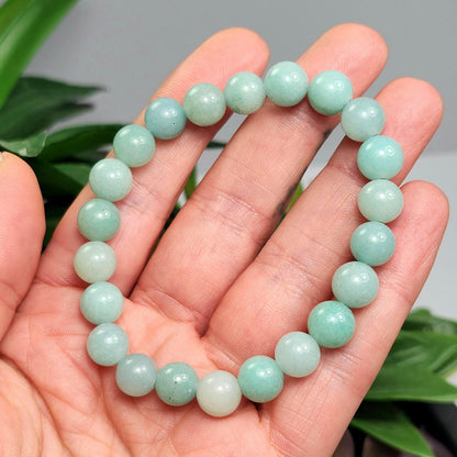 Amazonite Crystal Bracelet, Beaded Gemstone Jewelry (8mm Beads)