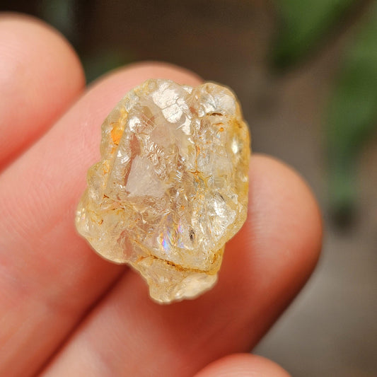 Golden Phenacite Crystal with Rainbow, 3.58g Phenakite Specimen from Nigeria