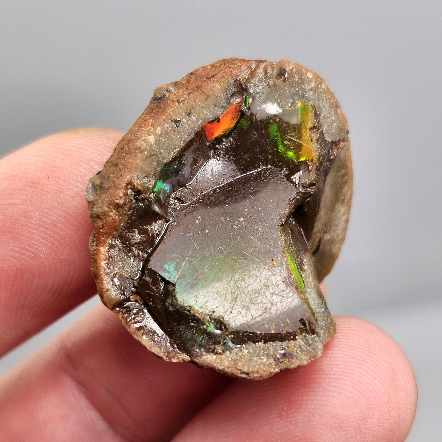 Rainbow Water Opal Specimen 7.2g, Welo Ethiopian Chocolate Opal Crystal