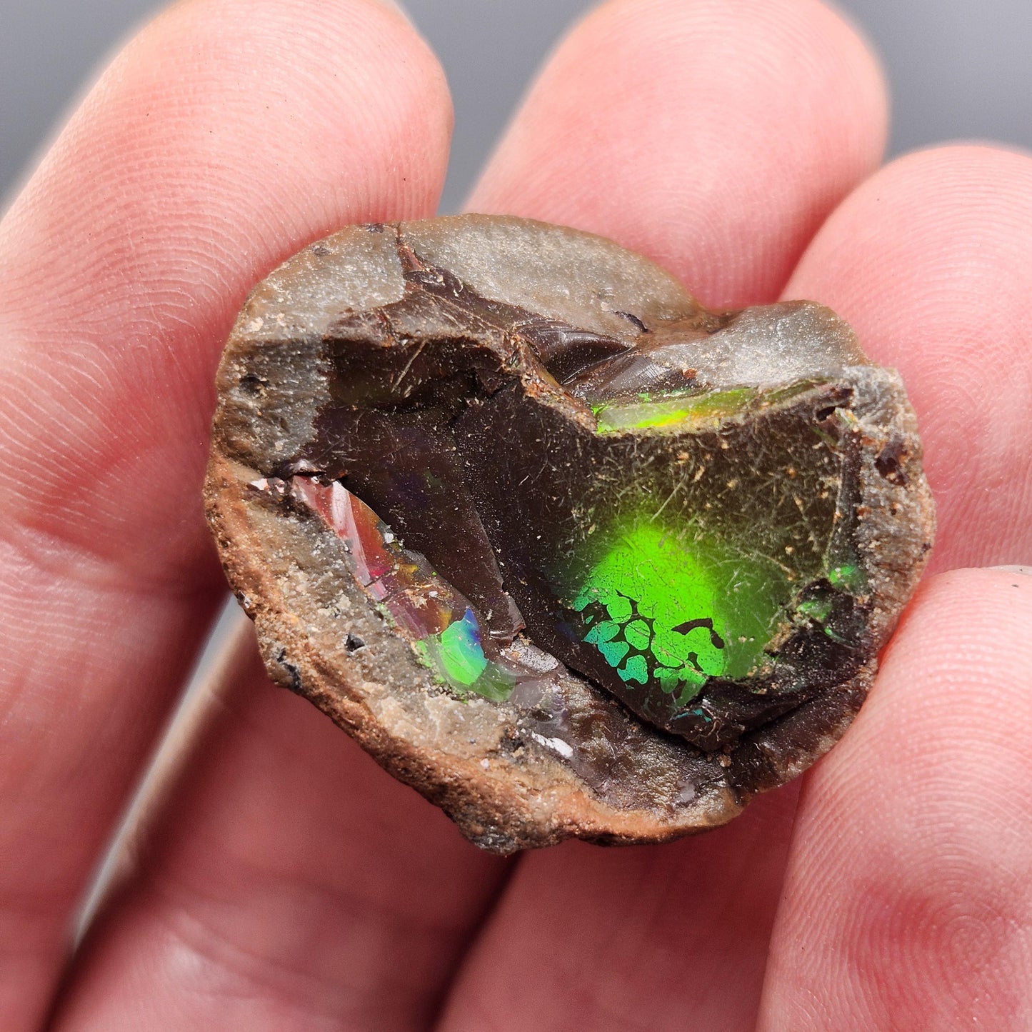 Rainbow Water Opal Specimen 7.2g, Welo Ethiopian Chocolate Opal Crystal