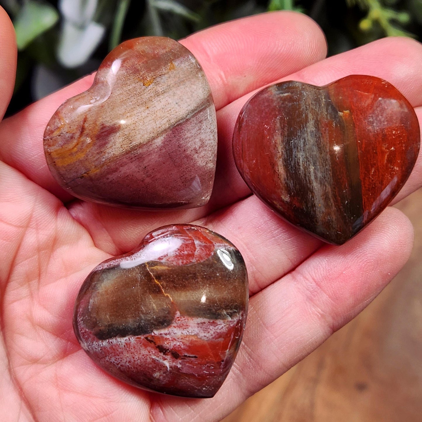 Petrified Wood Fossil Heart Carving, Agatized Wood Crystal Heart