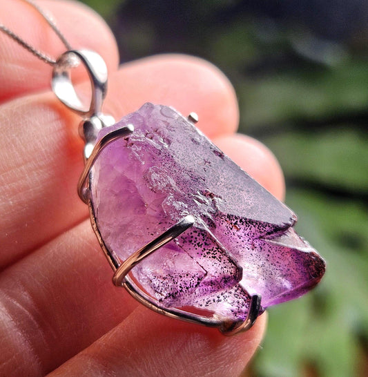 Thunder Bay Amethyst Crystal Pendant, Sterling Silver Amethyst Necklace