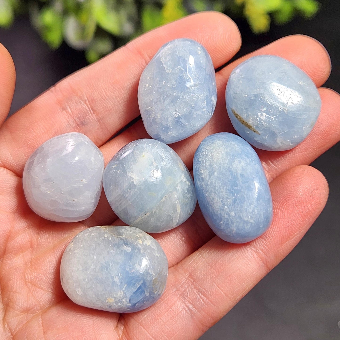 Blue Calcite Tumbled Crystal, Calcite Stone Specimen
